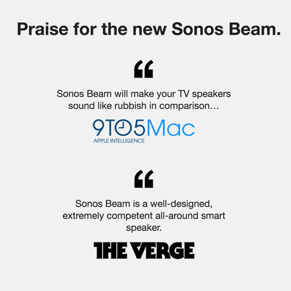 Sonos Beam, the smart, compact soundbar for TV, music, and more. (Black)