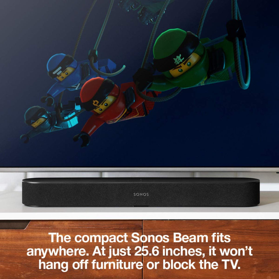 Sonos Beam, the smart, compact soundbar for TV, music, and more. (Black)