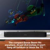 Sonos Beam, the smart, compact soundbar for TV, music, and more. (Black)