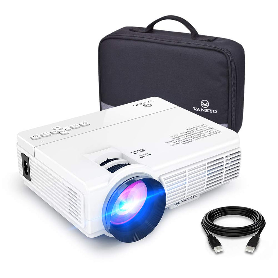 VANKYO LEISURE 3 Mini Projector, Full HD 1080P and 170'' Display Supported, 2400 Lux Portable Movie Projector with 40,000 Hrs LED Lamp Life, Compatible with TV Stick, PS4, HDMI, VGA, TF, AV and USB