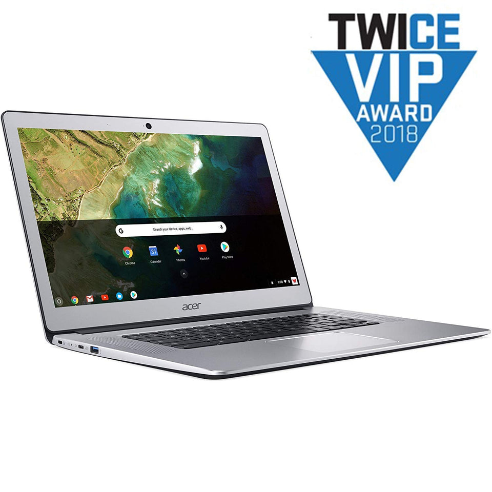 Acer Chromebook 15, Intel Celeron N3350, 15.6" Full HD Touch, 4GB LPDDR4, 32GB Storage, Google Chrome, Pure Silver, CB515-1HT-C2AE, 15-15.99 inches