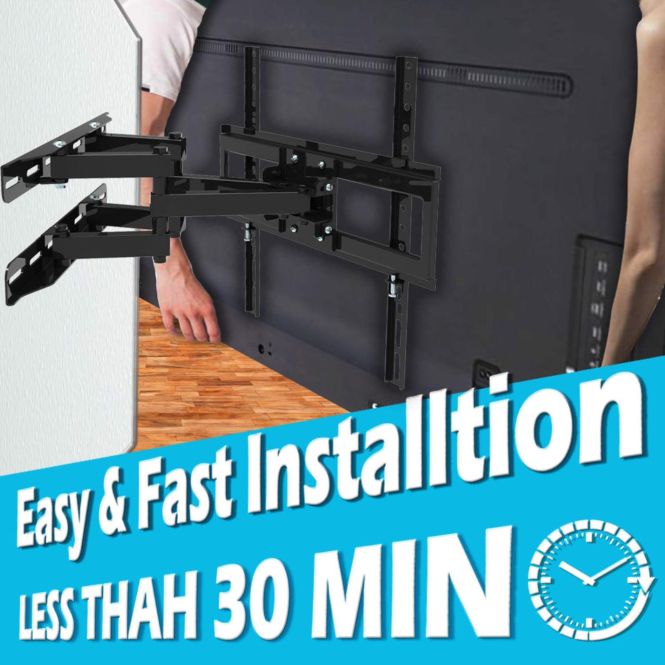 Everstone TV Wall Mount Fit for Most 26"-60" TVs Dual Articulating Arm Full Motion Tilt Swivel Bracket 14" Extension Arm,LED,LCD,OLED& Plasma Flat Screen TV,Curved TV,Up to VESA 400mm,HDMI Cable