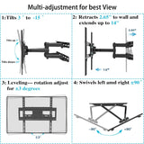 Everstone TV Wall Mount Fit for Most 26"-60" TVs Dual Articulating Arm Full Motion Tilt Swivel Bracket 14" Extension Arm,LED,LCD,OLED& Plasma Flat Screen TV,Curved TV,Up to VESA 400mm,HDMI Cable