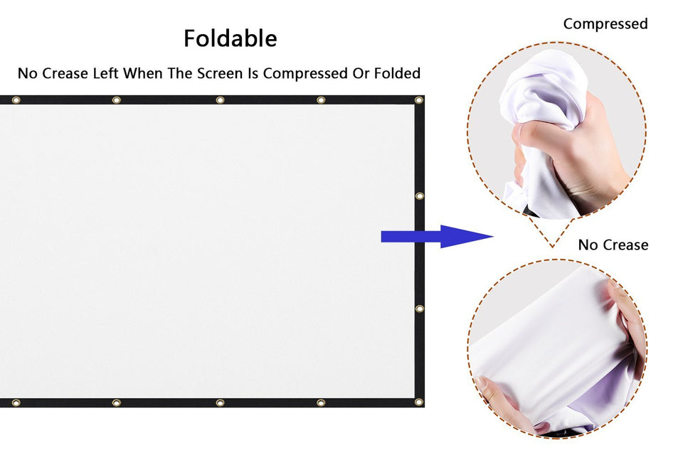 Mdbebbron 120 inch Projection Screen 16:9 HD Foldable Anti-Crease Portable Projector Movies Screen for Home Theater Outdoor Indoor Support Double Sided Projection