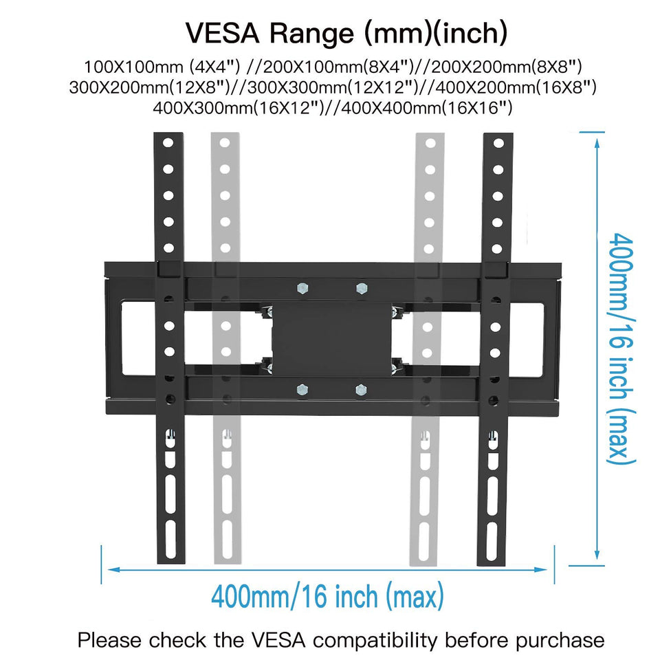 Everstone TV Wall Mount Fit for Most 26"-60" TVs Dual Articulating Arm Full Motion Tilt Swivel Bracket 14" Extension Arm,LED,LCD,OLED& Plasma Flat Screen TV,Curved TV,Up to VESA 400mm,HDMI Cable