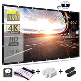 Mdbebbron 120 inch Projection Screen 16:9 HD Foldable Anti-Crease Portable Projector Movies Screen for Home Theater Outdoor Indoor Support Double Sided Projection