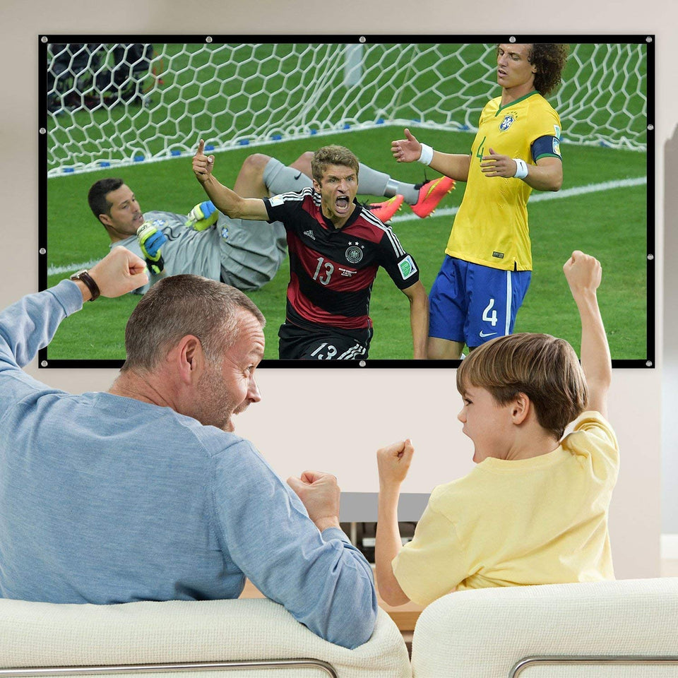 Mdbebbron 120 inch Projection Screen 16:9 HD Foldable Anti-Crease Portable Projector Movies Screen for Home Theater Outdoor Indoor Support Double Sided Projection